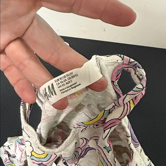 H&M Unicorn and Rainbow Kids Dress - Pink and Gray - Picture 2 of 2
